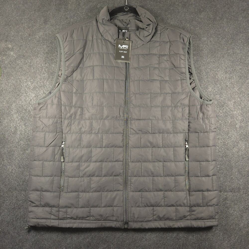 NWT Mack Russo Puff Vest Men 2XL Black Full Zip Mock Neck Insulated Outwear
